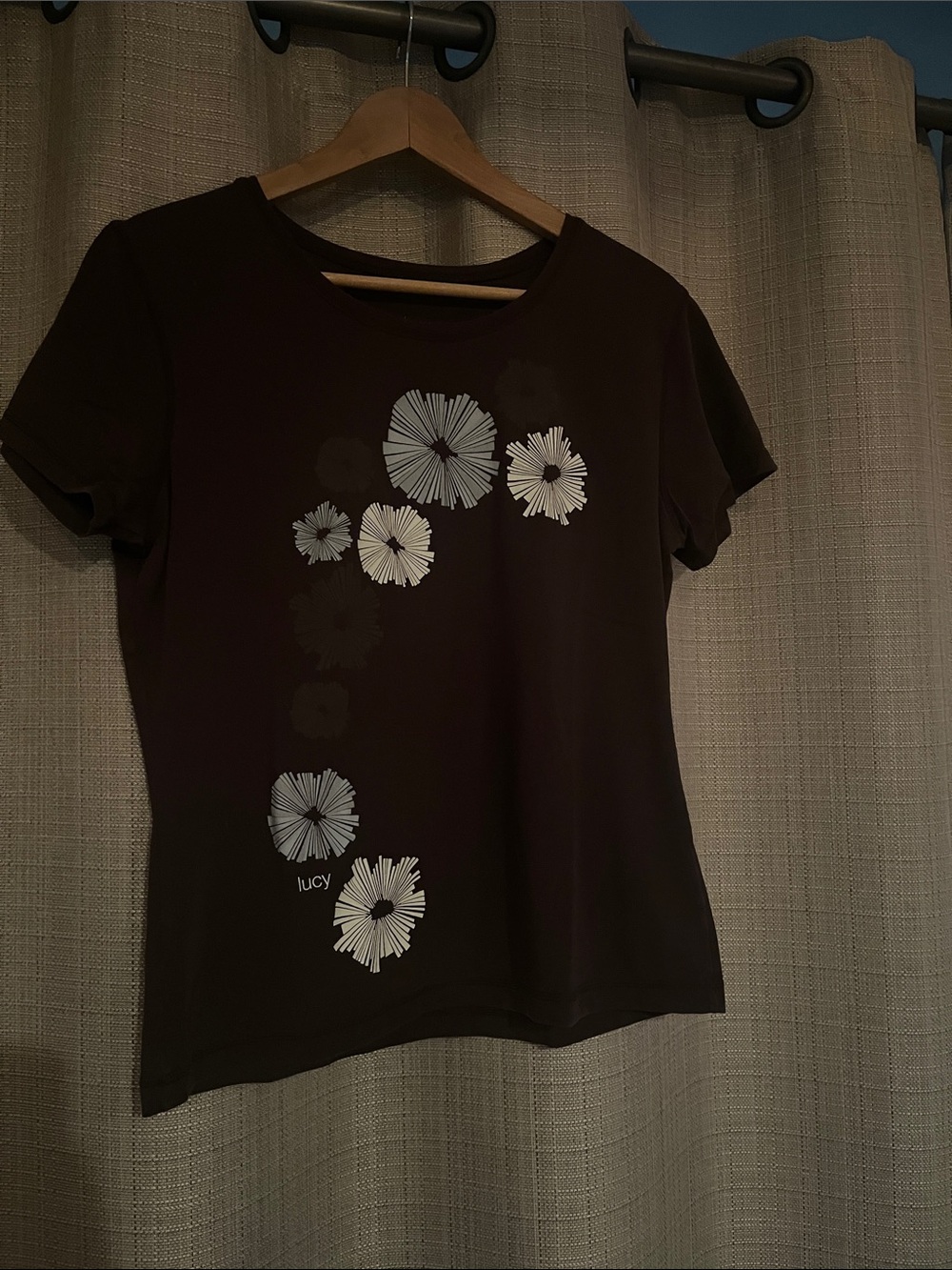 Lucy Brown Tee with White Floral Burst Graphic